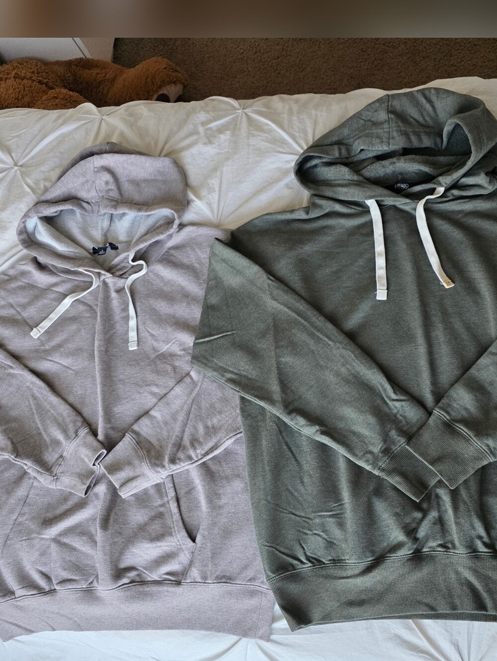Buffalo David Bitton Hoodie Beige & Green Pullover Sweatshirt Bundle